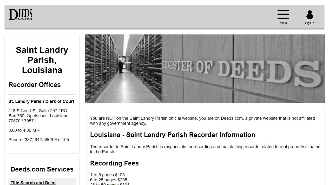 Saint Landry Parish Recorder Information Louisiana - Deeds.com